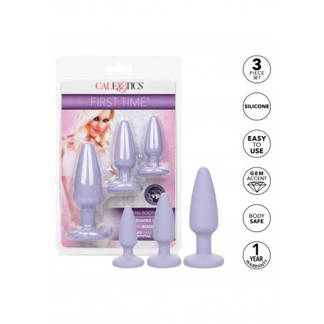 Set Plug Anali Crystal Booty β 3 Pezzi Viola | Silicone Morbido & Curvatura Comfort