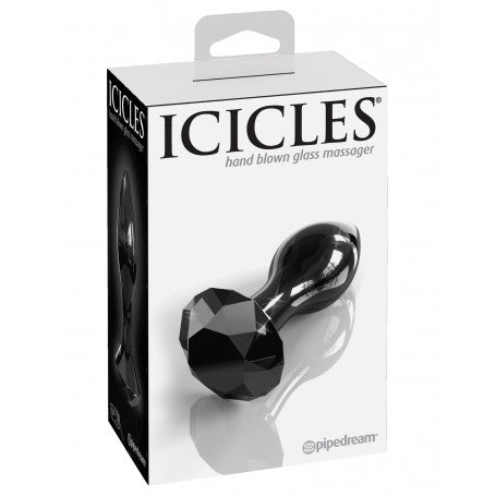 Plug Anale in Vetro Nero – Icicles No.78 | Eleganza Cristallina & Gioco Termico