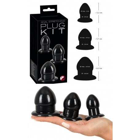 Set Plug Anali 3 Pezzi β Mini, Medium, Maxi | Silicone Nero | Allenamento Progressivo