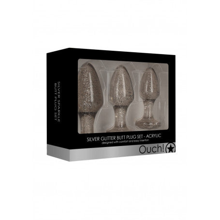 Set Plug Anali Acrylic Silverchip – Ouch! | 3 Pezzi Cristallini in Acrilico Trasparente