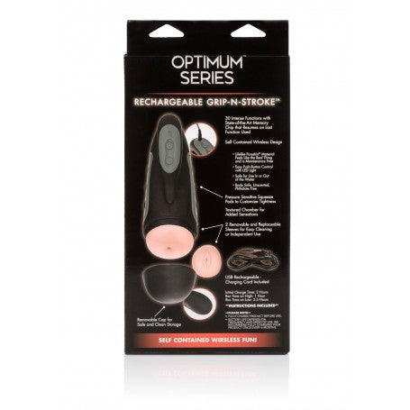 Grip-N-Stroke Ricaricabile con 30 Vibrazioni e Manicotti Intercambiabili