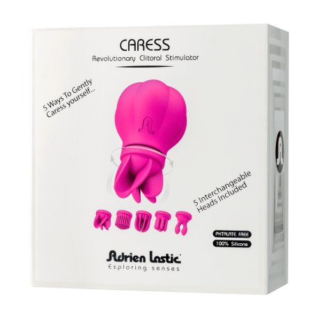Stimolatore Caress Adrien Lastic – rotante e vibrante con testine intercambiabili