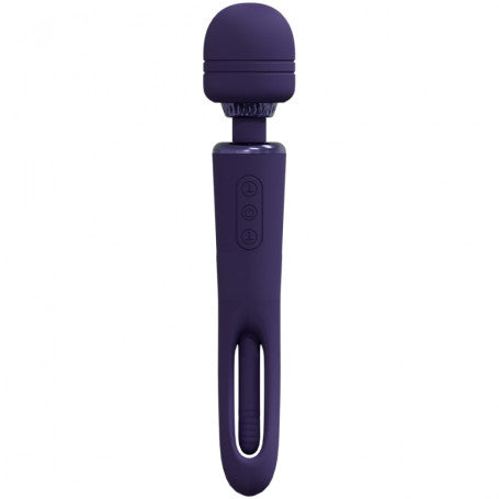 Vibratore wand Kiku Double Ended Wand with Innovative G-Spot Flapping Stimulator Pink /Purple