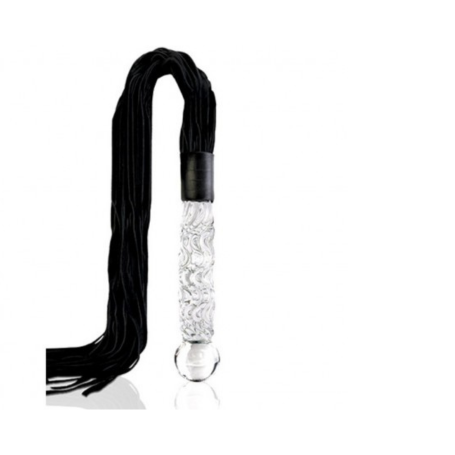 Icicles Glass Whip – Frusta in Vetro con Code in Pelle e Manico Sensoriale