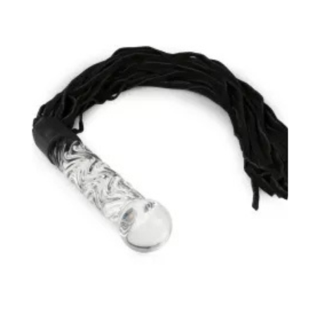 Icicles Glass Whip – Frusta in Vetro con Code in Pelle e Manico Sensoriale
