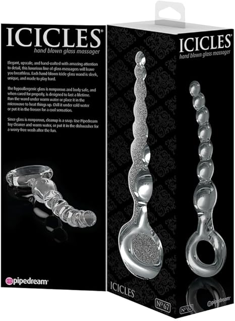 Icicles No.67 in Vetro Soffiato – Stimolatore a Perline con Anello di Controllo