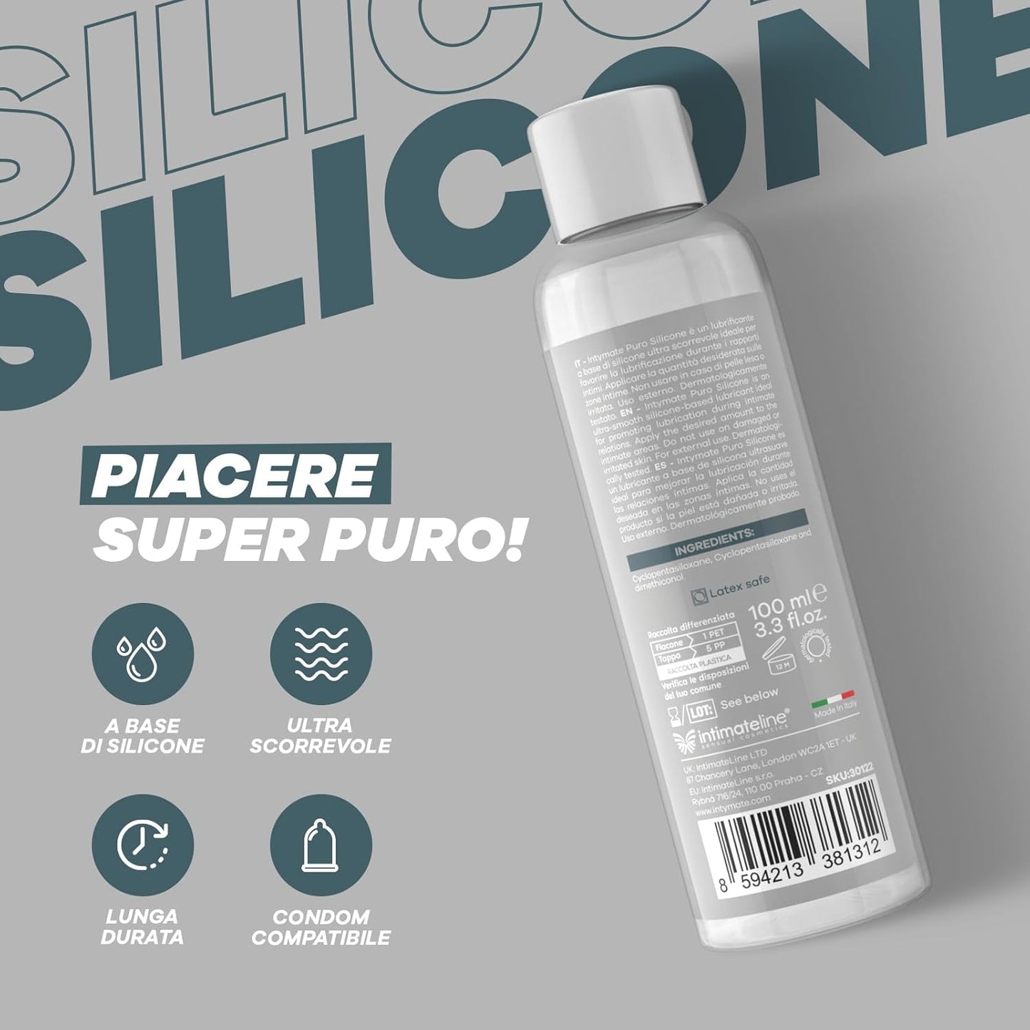 Intymate Puro Silicone 100 ml — Scivolo Puro, Senza Attrito