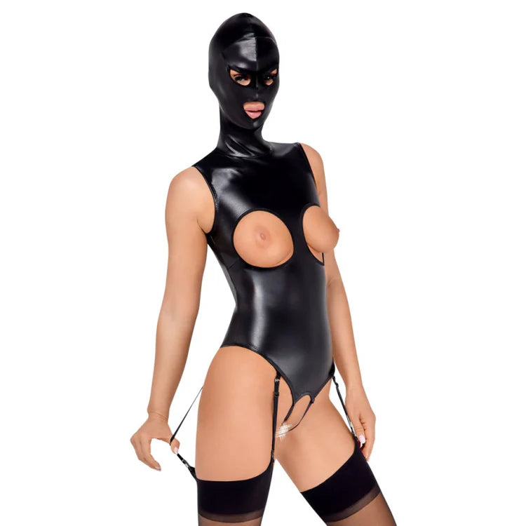 Body con reggicalze e maschera bdsm