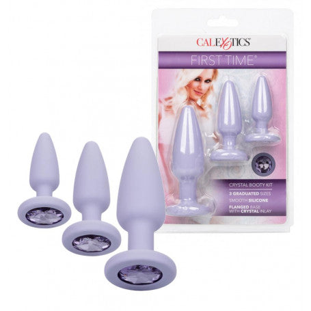 Set Plug Anali Crystal Booty – 3 Pezzi Viola | Silicone Morbido & Curvatura Comfort