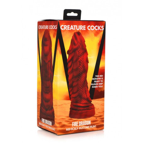Dildo Fantasy Drago in Scaglie di Silicone Rosso con Ventosa