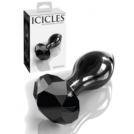 Plug Anale in Vetro Nero – Icicles No.78 | Eleganza Cristallina & Gioco Termico