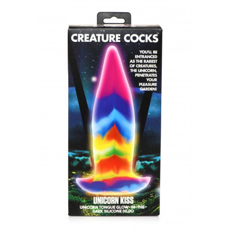 Dildo Fantasy Lingua di Unicorno Glow in the Dark in Silicone Arcobaleno