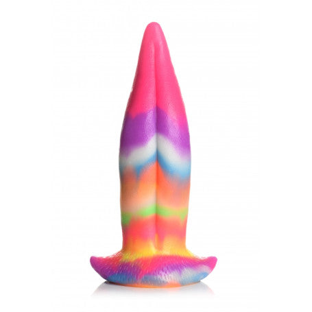 Dildo Fantasy Lingua di Unicorno Glow in the Dark in Silicone Arcobaleno