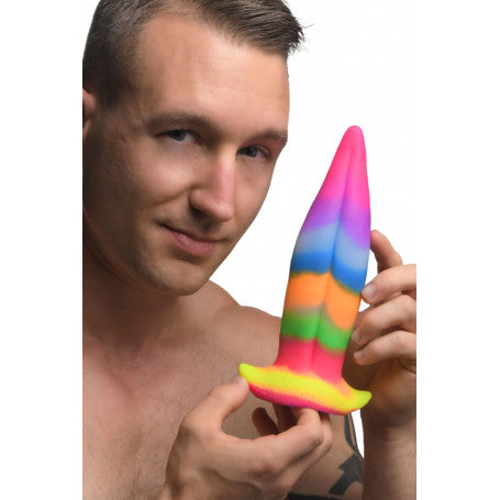 Dildo Fantasy Lingua di Unicorno Glow in the Dark in Silicone Arcobaleno