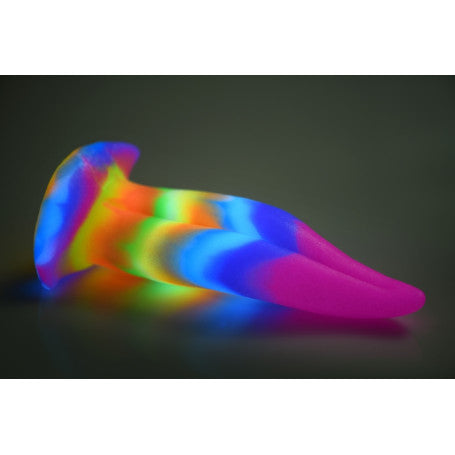 Dildo Fantasy Lingua di Unicorno Glow in the Dark in Silicone Arcobaleno