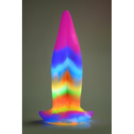 Dildo Fantasy Lingua di Unicorno Glow in the Dark in Silicone Arcobaleno