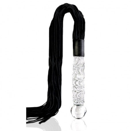 Icicles Glass Whip – Frusta in Vetro con Code in Pelle e Manico Sensoriale