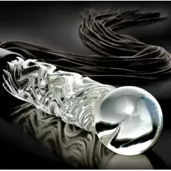 Icicles Glass Whip – Frusta in Vetro con Code in Pelle e Manico Sensoriale