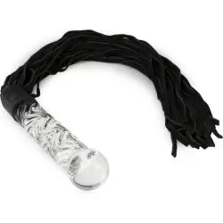 Icicles Glass Whip – Frusta in Vetro con Code in Pelle e Manico Sensoriale