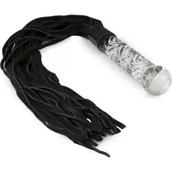 Icicles Glass Whip – Frusta in Vetro con Code in Pelle e Manico Sensoriale