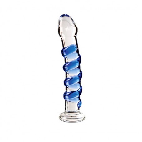 Icicles No.5 in Vetro Soffiato – Spirale Blu con Base di Stabilità