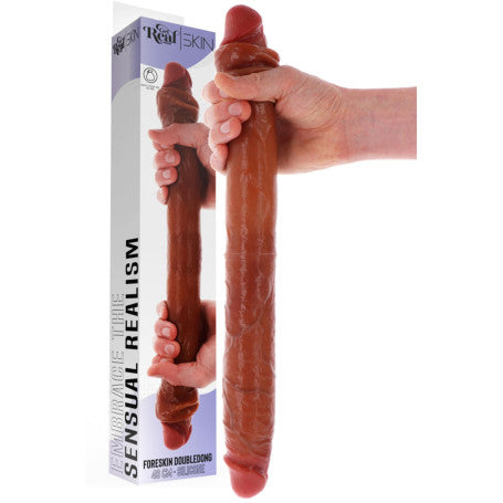 Fallo Doppio Real Skin – Pelle Viva, Lunghezza che Avvolge - 46 cm