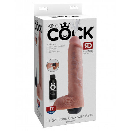 Dildo Realistico Squirting con Pompetta Ricaricabile King Cock 10" 11"