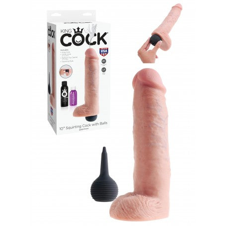 Dildo Realistico Squirting con Pompetta Ricaricabile King Cock 10" 11"