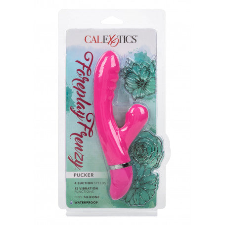 Vibratore con Suzione Clitoride & Vibrazione Vaginale Foreplay Frenzy Pucker – Silicone, 10 Funzioni + 4 Livelli di Suzione