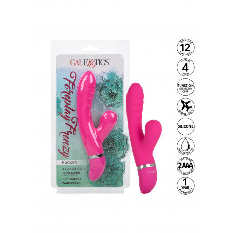 Vibratore con Suzione Clitoride & Vibrazione Vaginale Foreplay Frenzy Pucker – Silicone, 10 Funzioni + 4 Livelli di Suzione