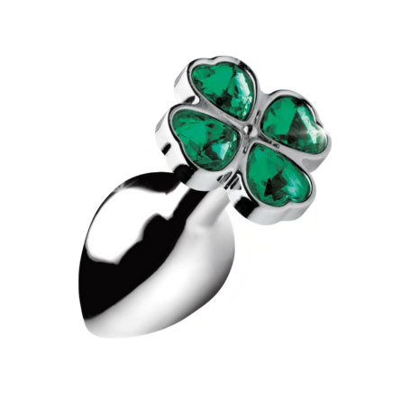 Plug Anale in Acciaio con Gemma Trifoglio – Lucky Clover Gem Small | Eleganza Metallica & Gioco di Temperatura