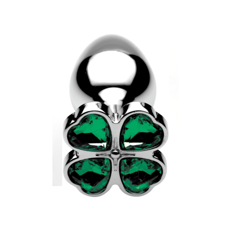 Plug Anale in Acciaio con Gemma Trifoglio – Lucky Clover Gem Small | Eleganza Metallica & Gioco di Temperatura