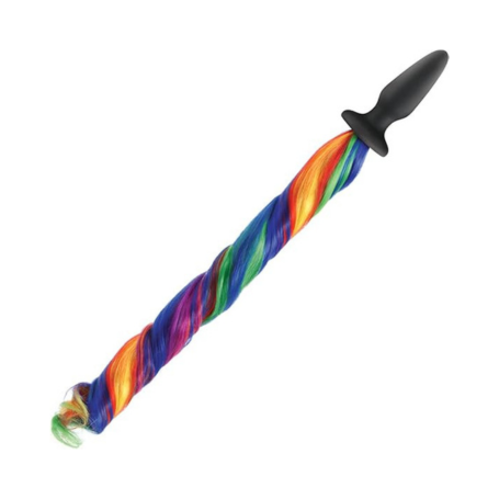 Plug Anale Unicorn Tails – Silicone Nero & Coda Arcobaleno | Fantasy Play & Sensual Cosplay