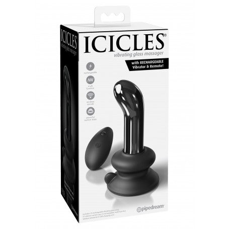 Plug Anale Vibrante in Vetro – Icicles No.84 Nero | Curvatura P-Spot & Vibrazioni Intense