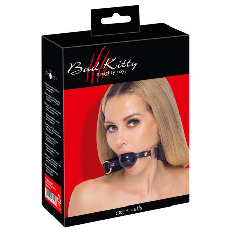 Kit costrittivo morso con manette gag + cuffs