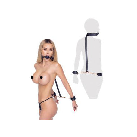 Kit costrittivo morso con manette gag + cuffs
