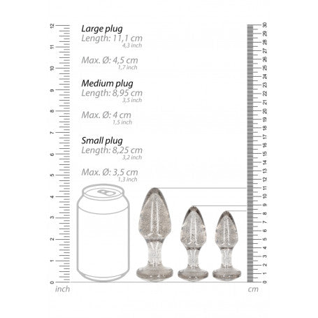 Set Plug Anali Acrylic Silverchip – Ouch! | 3 Pezzi Cristallini in Acrilico Trasparente