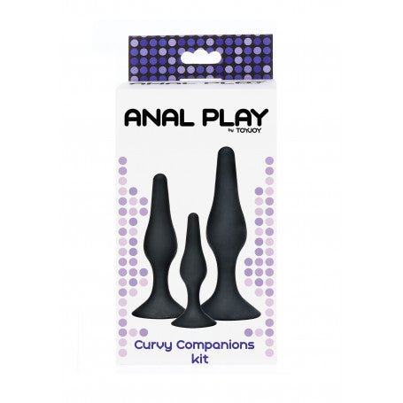 Kit Plug Anali in Silicone – Set 3 Pezzi Black Curvy | Con Dildo Ventosa