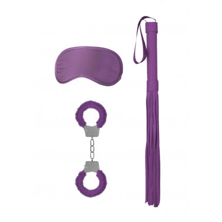 Kit bondage soft rosa con manette in pelliccia, mascherina e frustino – OU364PNK