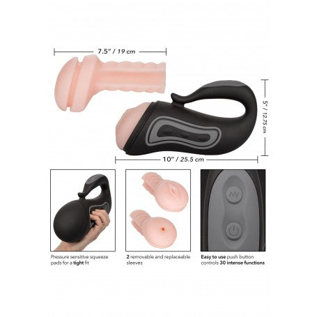 Grip-N-Stroke Ricaricabile con 30 Vibrazioni e Manicotti Intercambiabili