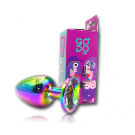 Plug Anale in Metallo Arcobaleno – Godo di+ | Gioiello Rainbow & Dilatazione Morbida