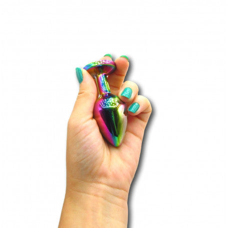 Plug Anale in Metallo Arcobaleno – Godo di+ | Gioiello Rainbow & Dilatazione Morbida