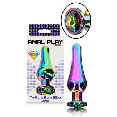 Plug Anale Metallo Arcobaleno – Twilight Bum Bijou | Gioiello Luminoso & Eleganza Rainbow BIJOU