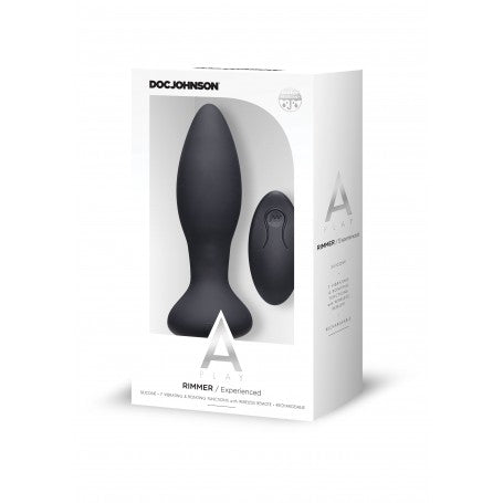 Plug Anale in Silicone Nero con Vibrazioni – Doc Johnson Rimmer 5.75'' | Rotazione Profonda & Potenza Wireless
