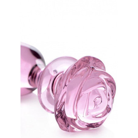 Plug Anale in Vetro Pink Rose β XR | Rosa in Vetro Borosilicato, , Eleganza Cristallina