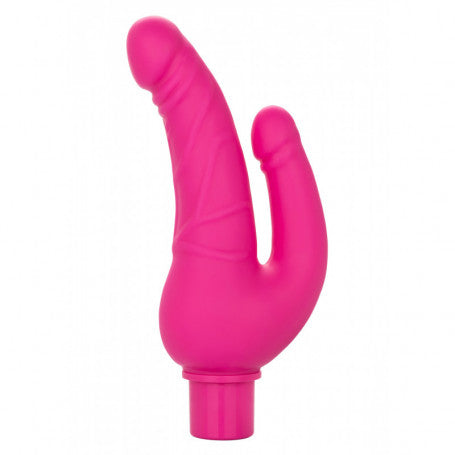 Vibratore Ricaricabile Over & Under – Doppia Penetrazione Realistica in Silicone Rosa