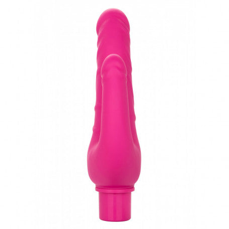 Vibratore Ricaricabile Over & Under – Doppia Penetrazione Realistica in Silicone Rosa