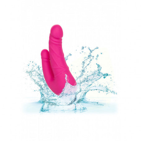 Vibratore Ricaricabile Over & Under – Doppia Penetrazione Realistica in Silicone Rosa