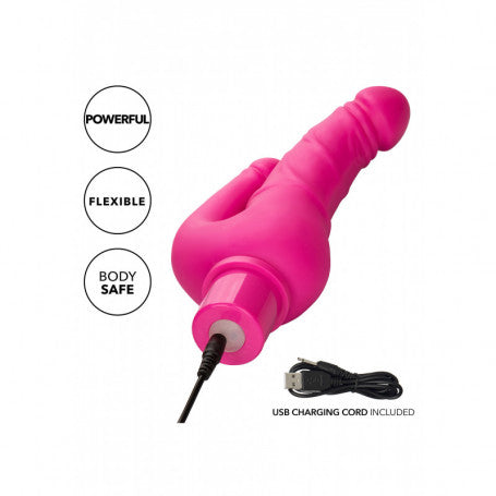 Vibratore Ricaricabile Over & Under – Doppia Penetrazione Realistica in Silicone Rosa