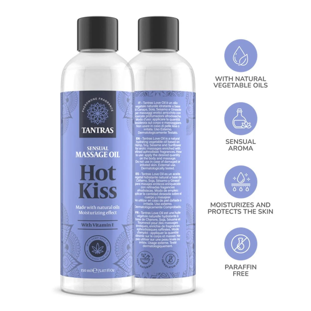 Olio lubrificante intimo per massaggi di coppia erotici Tantras Love  150 ML